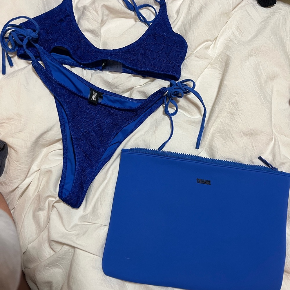 Blue Bikini Set with Pouch